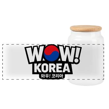 WOW! Korea – Koreanisches Kultur Design - Panorama Keksdose mit Holzdeckel - Weiß - Vorne