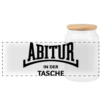 Abitur – In Der Tasche (Abiturient Abi Konkav B) - Panorama Keksdose mit Holzdeckel - Weiß - Vorne