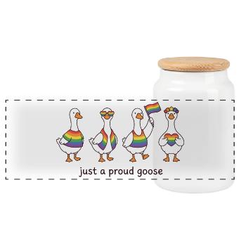 Pride Month LGBTQ – Einfach eine stolze Gans - Panorama Keksdose mit Holzdeckel - Weiß - Vorne