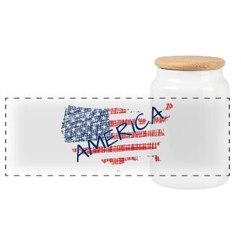Lettrage du drapeau américain - Boîte à biscuits avec couvercle en bois - blanc - Devant