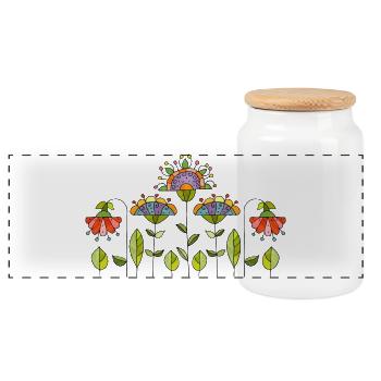 Fleur - Boîte à biscuits avec couvercle en bois - blanc - Devant