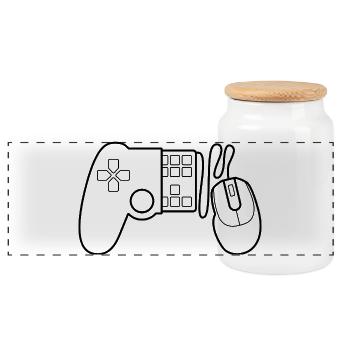 Gaming Controller Outline - Panorama Keksdose mit Holzdeckel - Weiß - Vorne