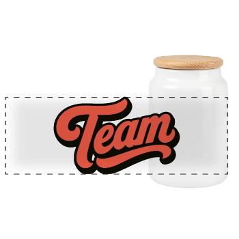 Team - Panoramic Cookie Jar with Wooden Lid - white - Front