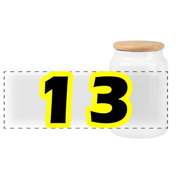 Symbole numérique 13 - Boîte à biscuits avec couvercle en bois - blanc - Devant