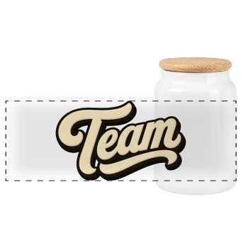 Équipe - Boîte à biscuits avec couvercle en bois - blanc - Devant