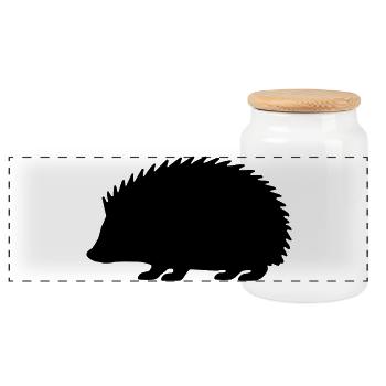 Igel Silhouette - Panorama Keksdose mit Holzdeckel - Weiß - Vorne