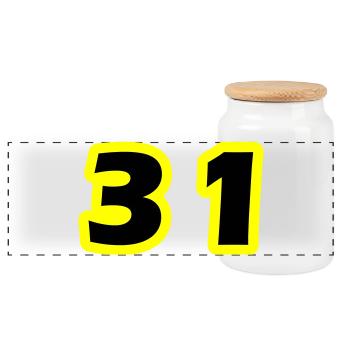 31 Number symbol - Panoramic Cookie Jar with Wooden Lid - white - Front