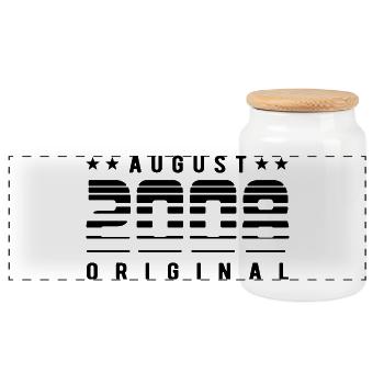 Original Limited Edition August 2008 Geburtstag - Panorama Keksdose mit Holzdeckel - Weiß - Vorne