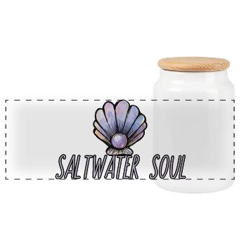 Art de la coquille d’âme salée - Boîte à biscuits avec couvercle en bois - blanc - Devant