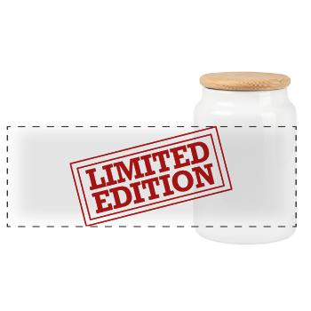 Limited Edition Stamps - Panoramic Cookie Jar with Wooden Lid - white - Front