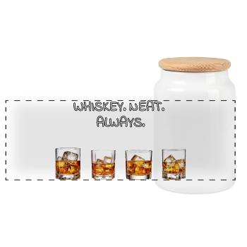 Noble whisky design for real connoisseurs. Minimalist - Panoramic Cookie Jar with Wooden Lid - white - Front