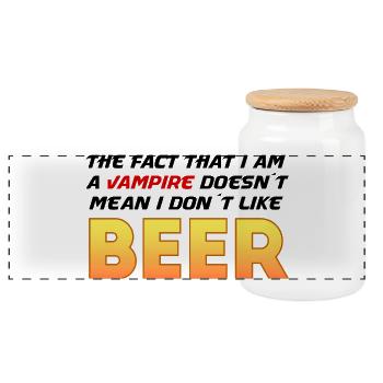 Vampire Bear Gradient Tee - Panoramic Cookie Jar with Wooden Lid - white - Front