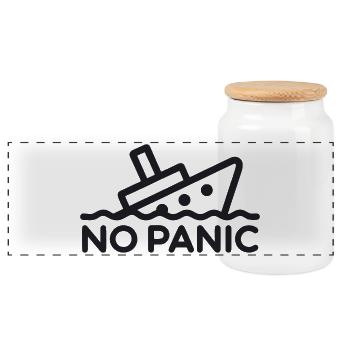 No Panic - Panoramic Cookie Jar with Wooden Lid - white - Front