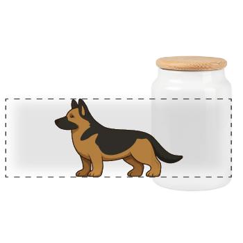 Illustration du berger allemand en marron et noir - Boîte à biscuits avec couvercle en bois - blanc - Devant
