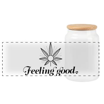 Feeling good - Panoramic Cookie Jar with Wooden Lid - white - Front