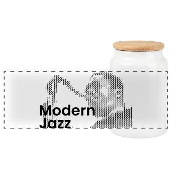 Modern Jazz Icon - Panoramic Cookie Jar with Wooden Lid - white - Front