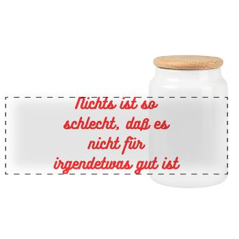 HN Nichts ist so schlecht Spruch Rot - Panorama Keksdose mit Holzdeckel - Weiß - Vorne