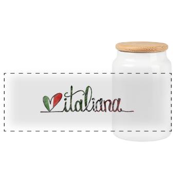 Italiana ❤️ - Panoramic Cookie Jar with Wooden Lid - white - Front