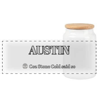 Austin - Panorama Keksdose mit Holzdeckel - Weiß - Vorne