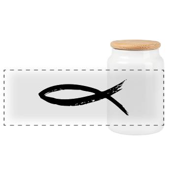 Le poisson - le christianisme - Boîte à biscuits avec couvercle en bois - blanc - Devant