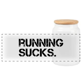 Running Sucks - Panorama Keksdose mit Holzdeckel - Weiß - Vorne