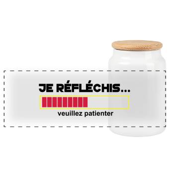JE Réfléchis,drôle,citations,humour,formes - Boîte à biscuits avec couvercle en bois - blanc - Devant