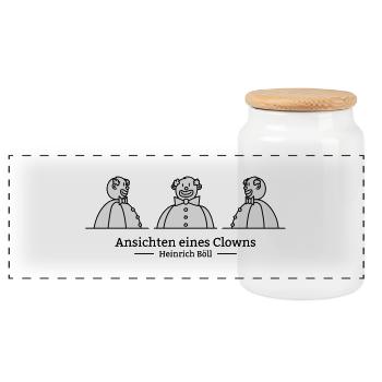 Ansichten eines Clowns (zweifarbig) - Panorama Keksdose mit Holzdeckel - Weiß - Vorne