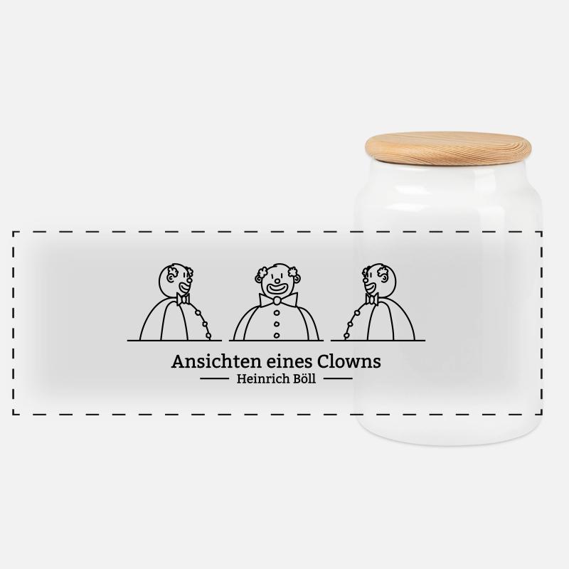 Ansichten eines Clowns (einfarbig) - Panorama Keksdose mit Holzdeckel - Weiß