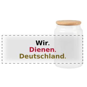 Wir Dienen Deutschland - Panoramic Cookie Jar with Wooden Lid - white - Front