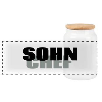 Sohn Chef - Panorama Keksdose mit Holzdeckel - Weiß - Vorne