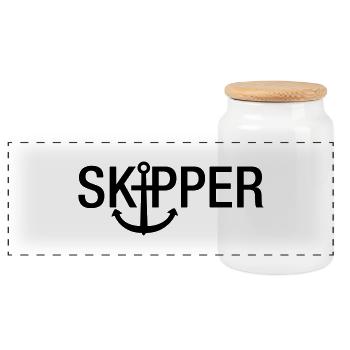 skipper_f1 - Panoramic Cookie Jar with Wooden Lid - white - Front