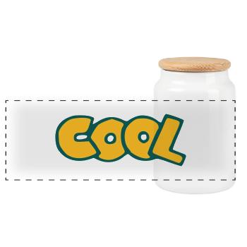 cool - Panoramic Cookie Jar with Wooden Lid - white - Front