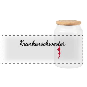 Nurse - Panoramic Cookie Jar with Wooden Lid - white - Front