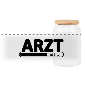 Arzt // Ärztin // Mediziner // Dr Doktorin Doktor - Panorama Keksdose mit Holzdeckel - Weiß - Vorne