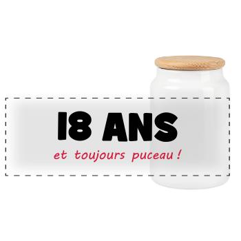 18 ans et toujours puceau ! - Boîte à biscuits avec couvercle en bois - blanc - Devant