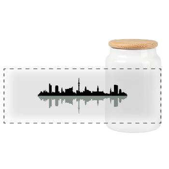 Skyline Hamburg Schatten - Panorama Keksdose mit Holzdeckel - Weiß - Vorne