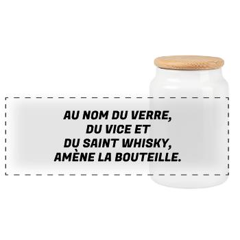 Alcool / Humour / Alcoolo / Alcolo / Apéro / Fête - Boîte à biscuits avec couvercle en bois - blanc - Devant