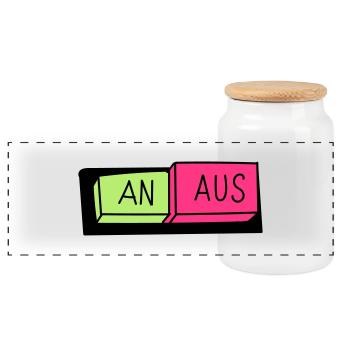 An / Aus Schalter - Panorama Keksdose mit Holzdeckel - Weiß - Vorne
