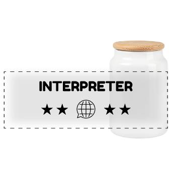 interprète / traducteur / traduction / Métier / - Boîte à biscuits avec couvercle en bois - blanc - Devant