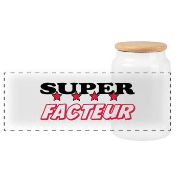 Facteur / Factrice / Poste / Papa / Maman - Boîte à biscuits avec couvercle en bois - blanc - Devant