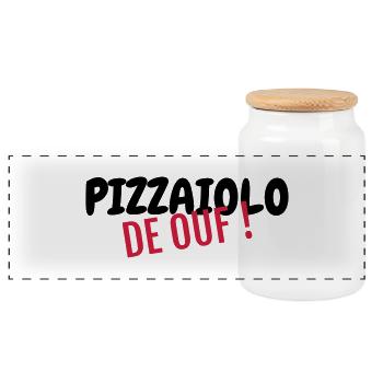pizza / pizzaiolo / chef / italie / pizzaiola - Boîte à biscuits avec couvercle en bois - blanc - Devant