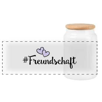 freundschaft herzen - Panorama Keksdose mit Holzdeckel - Weiß - Vorne