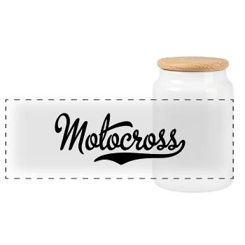 Motocross - Panoramic Cookie Jar with Wooden Lid - white - Front