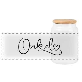 Uncle Font with Heart - Panoramic Cookie Jar with Wooden Lid - white - Front