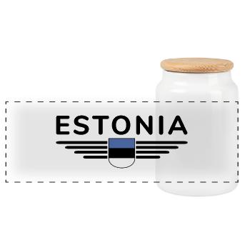 Estland T-Shirt – Für echte Fans - Panorama Keksdose mit Holzdeckel - Weiß - Vorne