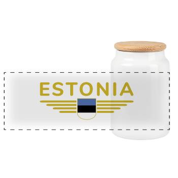 Estland T-Shirt – Für echte Fans - Panorama Keksdose mit Holzdeckel - Weiß - Vorne