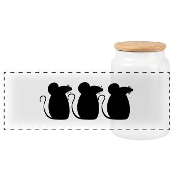 3 souris équipe trois amis fête équipage silhouette - Boîte à biscuits avec couvercle en bois - blanc - Devant