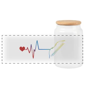 Bow and arrow pulse heartbeat - Panoramic Cookie Jar with Wooden Lid - white - Front