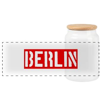 Berlin - Deutschland - Germany - Alexanderplatz - Panoramic Cookie Jar with Wooden Lid - white - Front