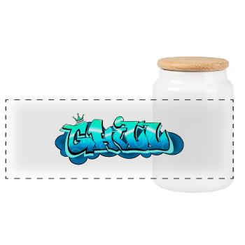 CHILL Graffiti Style – Cool & Urban - Boîte à biscuits avec couvercle en bois - blanc - Devant